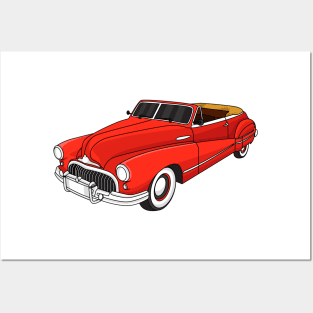 Classic red 1948 automobile Posters and Art